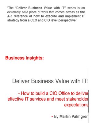 cover image of How to build a CIO Office to deliver effective IT services and meet stakeholder expectations